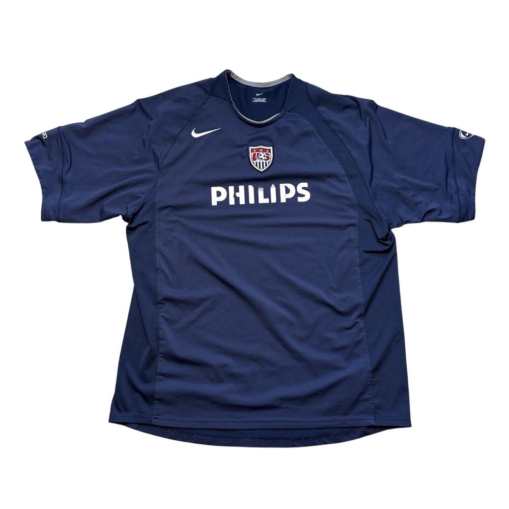 Vintage Nike USA Soccer Jersey XL Navy Philips Training Top USMNT 2003 2004 T90